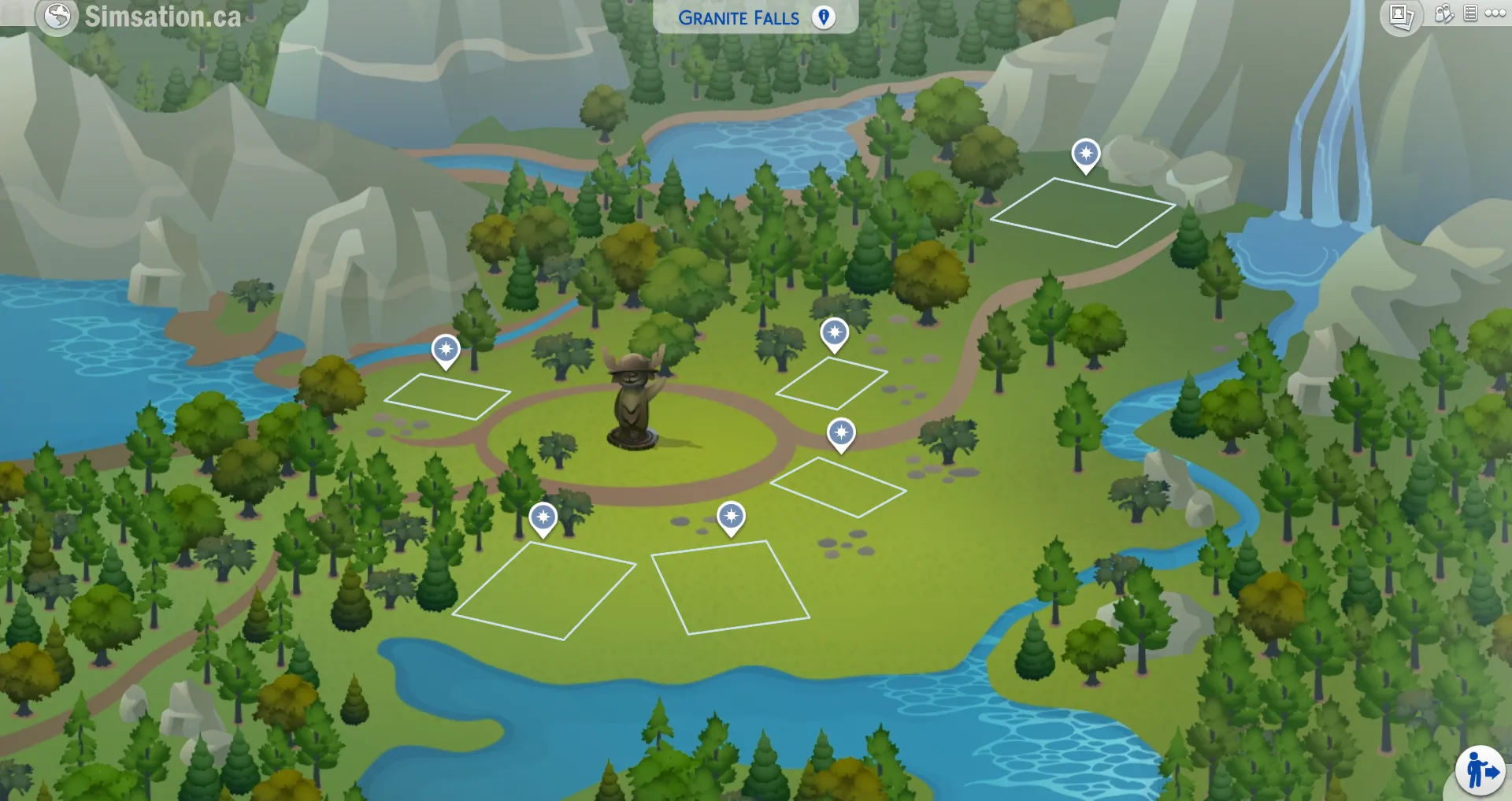 Unlabelled map of Granite Falls showing bulldozed lots